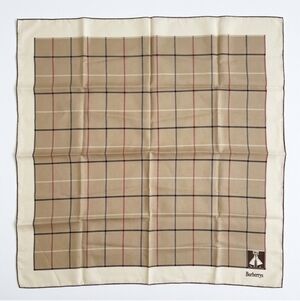 Vintage Burberrys of London Classic Beige Nova Check Silk Scarf